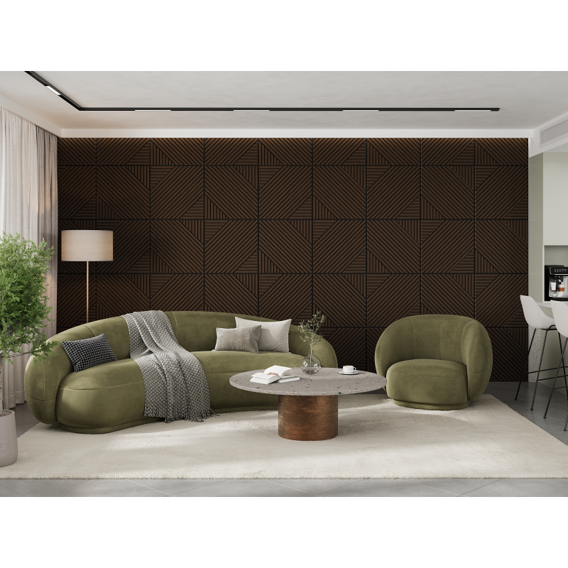 Mexen Linea 26 panel ścienny akustyczny 60 x 60 cm (4szt.), filc 9 mm, fornir techniczny, Dąb Mocca - S110-60607-26-045