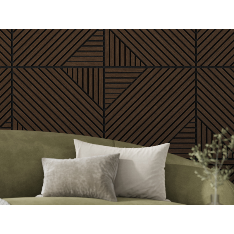 Mexen Linea 26 panel ścienny akustyczny 60 x 60 cm (4szt.), filc 9 mm, fornir techniczny, Dąb Mocca - S110-60607-26-045