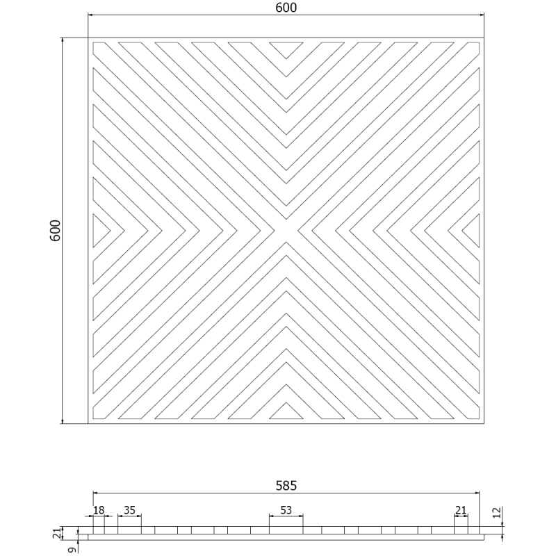 Mexen Linea 01 panel ścienny akustyczny 60 x 60 cm (4szt.), filc 9 mm, fornir techniczny, Ciemny Orzech - S110-60607-01-044
