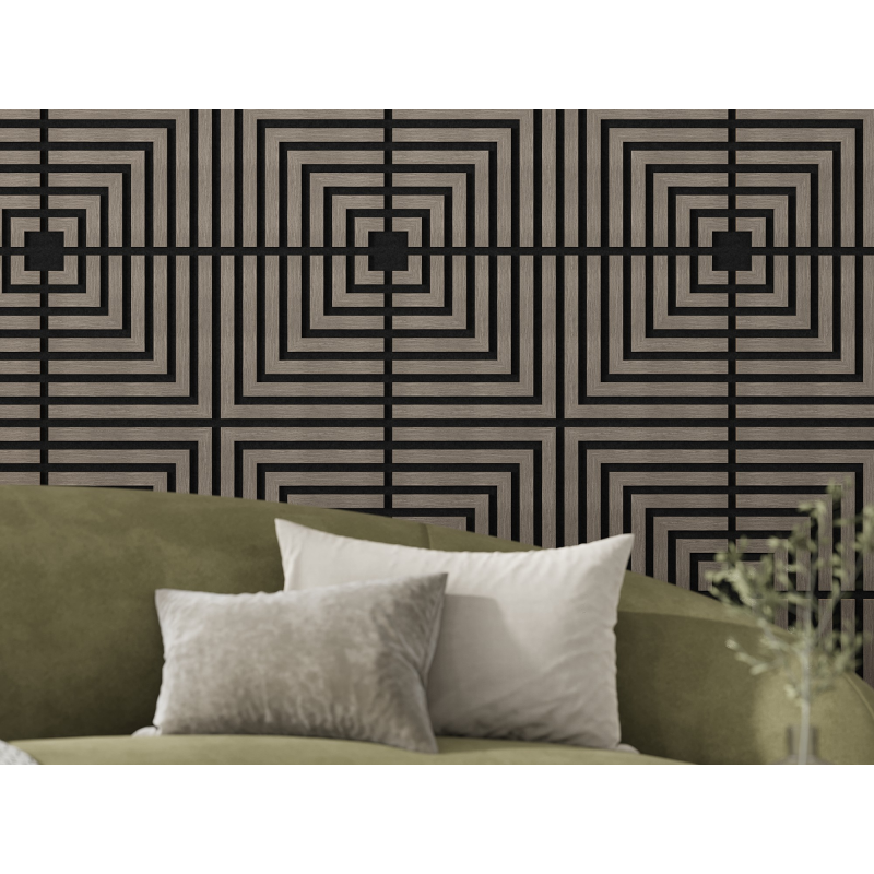 Mexen Linea 02 panel ścienny akustyczny 60 x 60 cm (4szt.), filc 9 mm, fornir techniczny, Szary Dąb - S110-60607-02-043