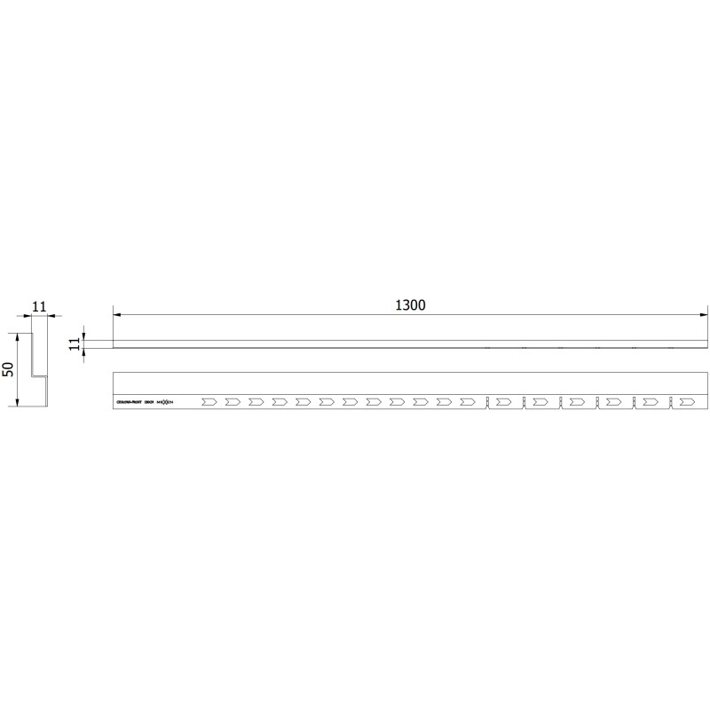 Mexen Line-B listwa brodzikowa czołowa 130 cm, miedź szczotkowana - 186503130U