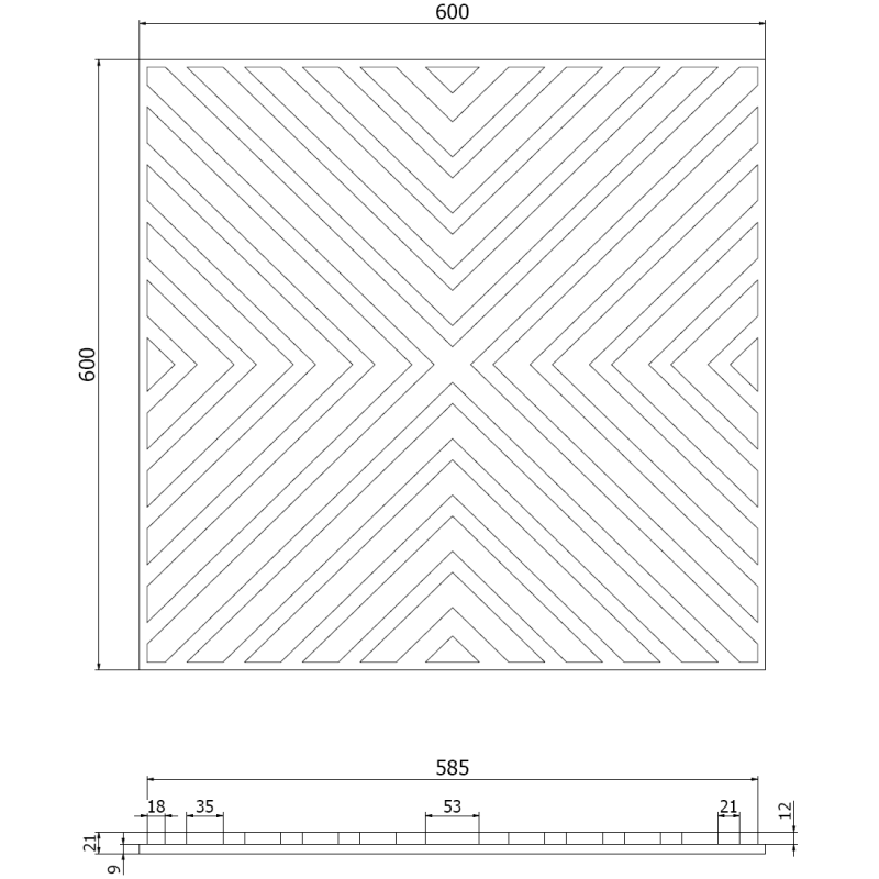 Mexen Linea 01 panel ścienny akustyczny 60 x 60 cm (4szt.), filc 9 mm, fornir techniczny, Dąb Mocca - S110-60607-01-045