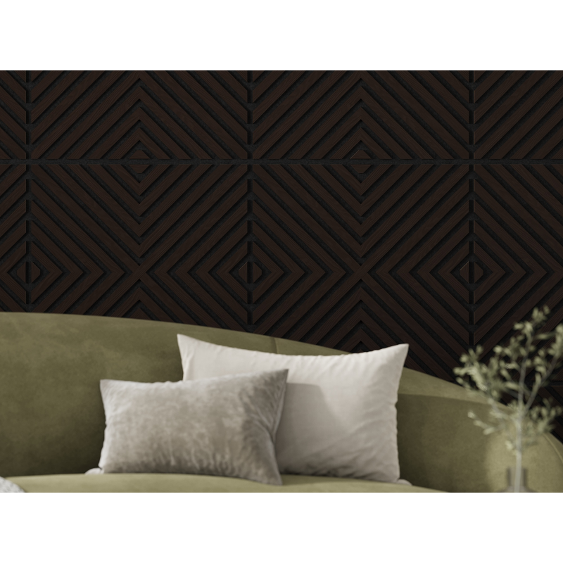 Mexen Linea 01 panel ścienny akustyczny 60 x 60 cm (4szt.), filc 9 mm, fornir techniczny, Czarny Dąb - S110-60607-01-046