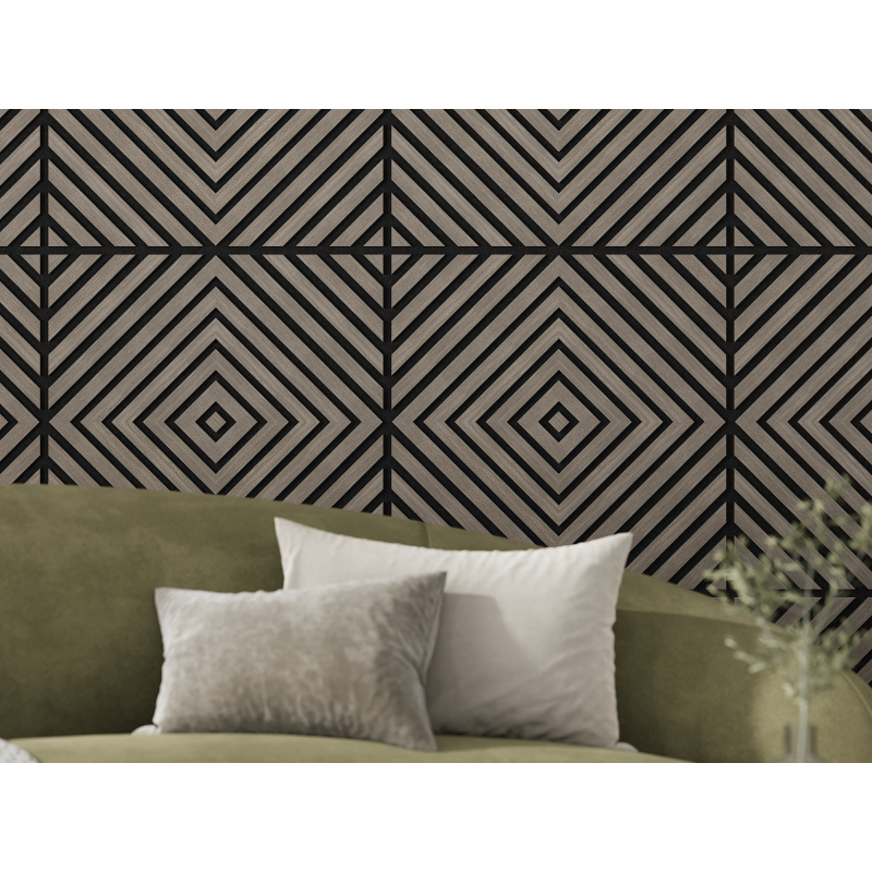 Mexen Linea 03 panel ścienny akustyczny 60 x 60 cm (4szt.), filc 9 mm, fornir techniczny, Szary Dąb - S110-60607-03-043