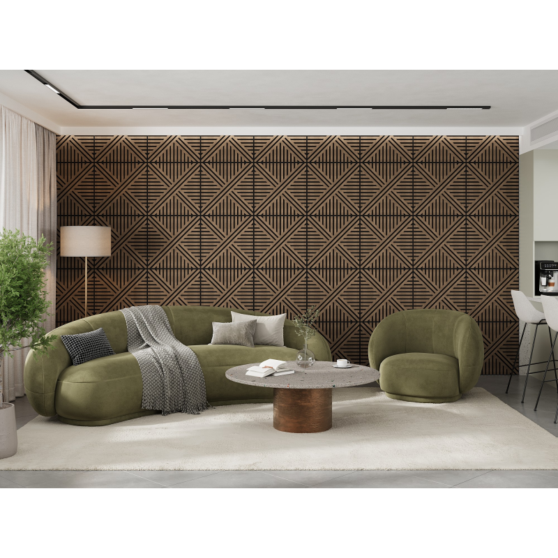 Mexen Linea 05 panel ścienny akustyczny 60 x 60 cm (4szt.), filc 9 mm, fornir techniczny, Ciemny Orzech - S110-60607-05-044