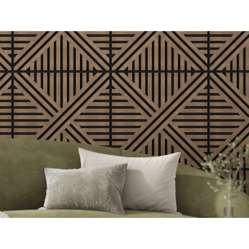 Mexen Linea 05 panel ścienny akustyczny 60 x 60 cm (4szt.), filc 9 mm, fornir techniczny, Ciemny Orzech - S110-60607-05-044