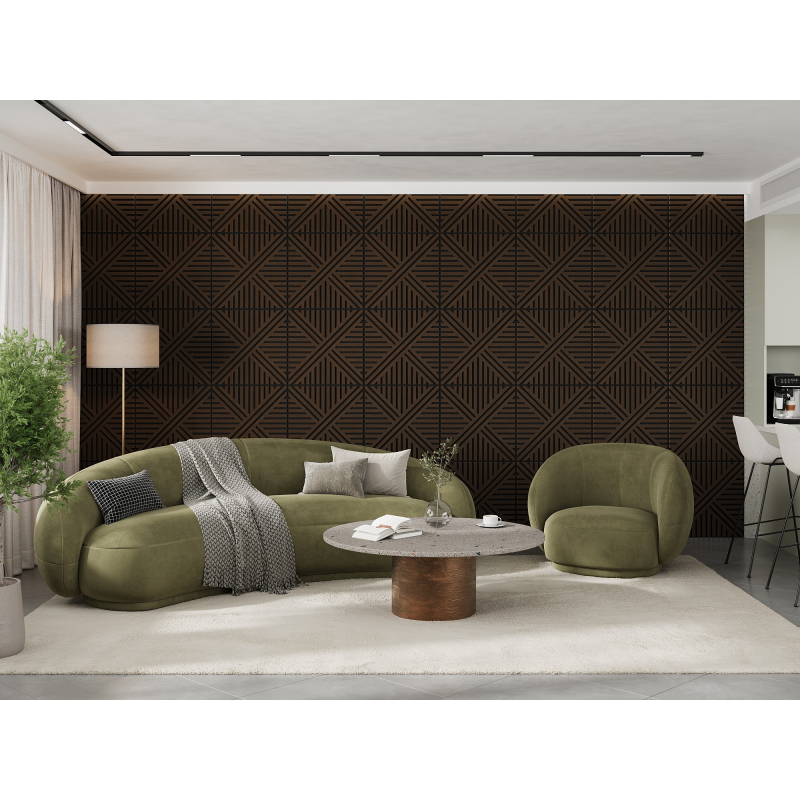 Mexen Linea 05 panel ścienny akustyczny 60 x 60 cm (4szt.), filc 9 mm, fornir techniczny, Dąb Mocca - S110-60607-05-045
