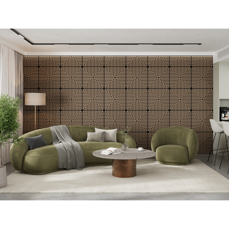 Mexen Linea 02 panel ścienny akustyczny 60 x 60 cm (4szt.), filc 9 mm, fornir techniczny, Jasny Orzech - S110-60607-02-047