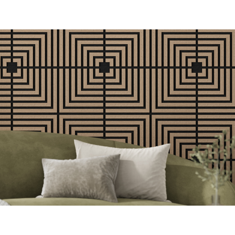 Mexen Linea 02 panel ścienny akustyczny 60 x 60 cm (4szt.), filc 9 mm, fornir techniczny, Jasny Orzech - S110-60607-02-047