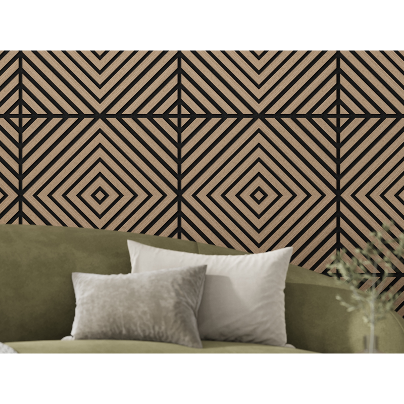 Mexen Linea 03 panel ścienny akustyczny 60 x 60 cm (4szt.), filc 9 mm, fornir techniczny, Jasny Orzech - S110-60607-03-047