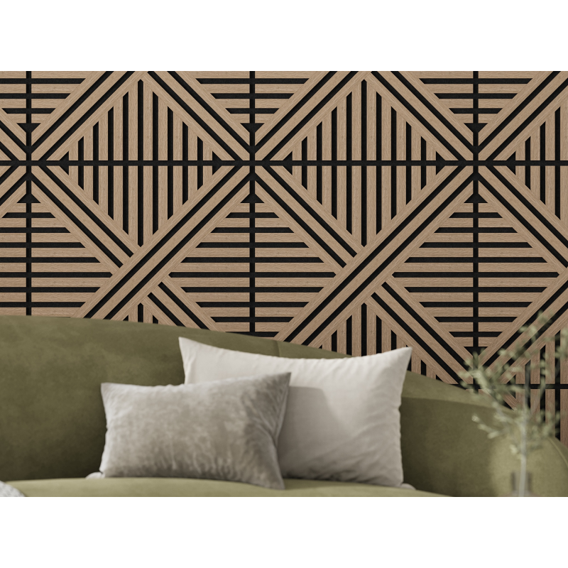 Mexen Linea 05 panel ścienny akustyczny 60 x 60 cm (4szt.), filc 9 mm, fornir techniczny, Jasny Orzech - S110-60607-05-047