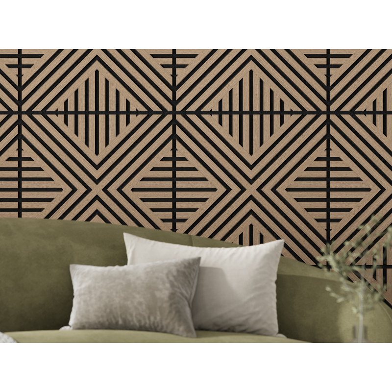 Mexen Linea 06 panel ścienny akustyczny 60 x 60 cm (4szt.), filc 9 mm, fornir techniczny, Jasny Orzech - S110-60607-06-047