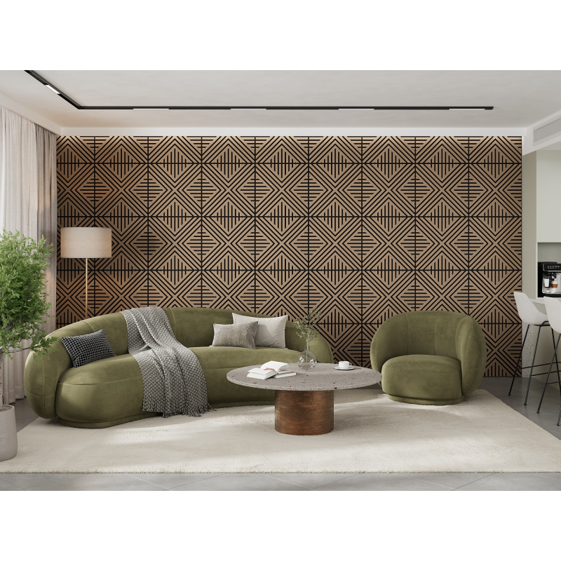 Mexen Linea 06 panel ścienny akustyczny 60 x 60 cm (4szt.), filc 9 mm, fornir techniczny, Jasny Orzech - S110-60607-06-047