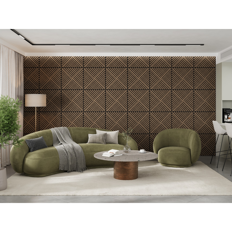 Mexen Linea 08 panel ścienny akustyczny 60 x 60 cm (4szt.), filc 9 mm, fornir techniczny, Ciemny Orzech - S110-60607-08-044