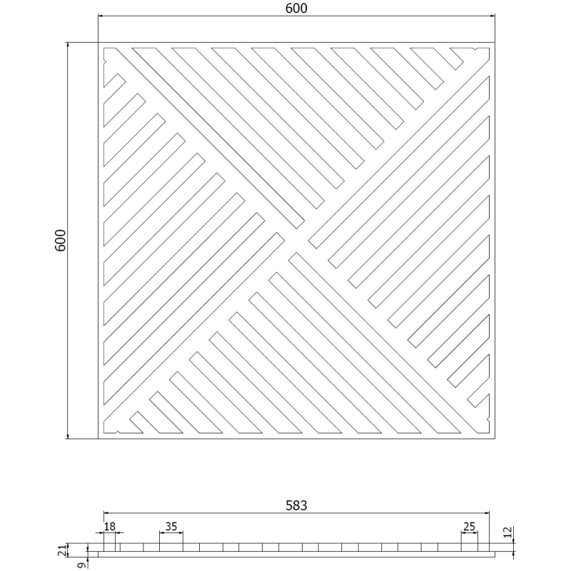 Mexen Linea 08 panel ścienny akustyczny 60 x 60 cm (4szt.), filc 9 mm, fornir techniczny, Ciemny Orzech - S110-60607-08-044