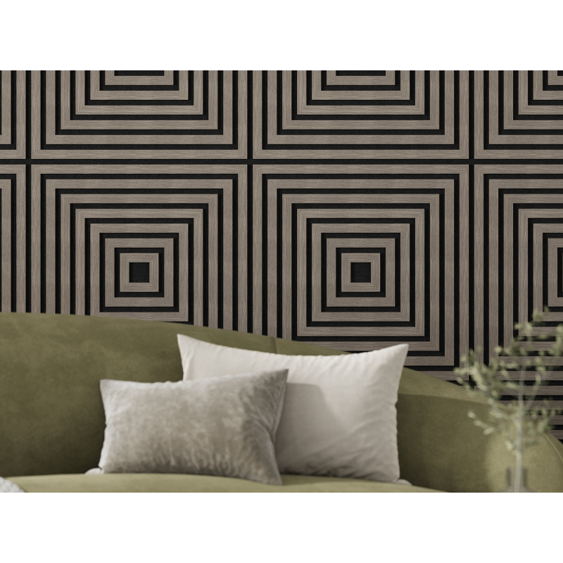Mexen Linea 13 panel ścienny akustyczny 60 x 60 cm (4szt.), filc 9 mm, fornir techniczny, Szary Dąb - S110-60607-13-043