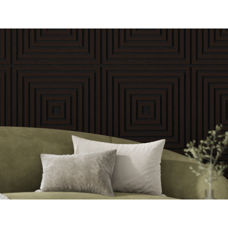 Mexen Linea 13 panel ścienny akustyczny 60 x 60 cm (4szt.), filc 9 mm, fornir techniczny, Czarny Dąb - S110-60607-13-046