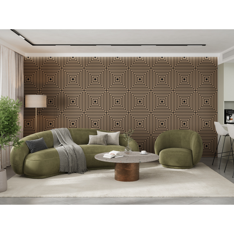 Mexen Linea 13 panel ścienny akustyczny 60 x 60 cm (4szt.), filc 9 mm, fornir techniczny, Jasny Orzech - S110-60607-13-047
