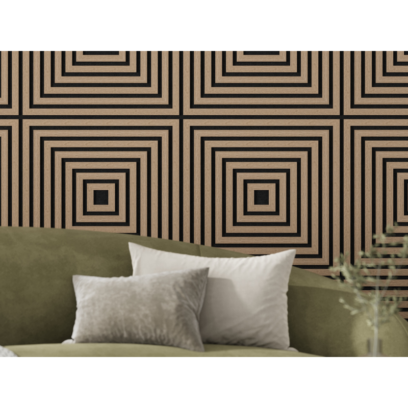Mexen Linea 13 panel ścienny akustyczny 60 x 60 cm (4szt.), filc 9 mm, fornir techniczny, Jasny Orzech - S110-60607-13-047