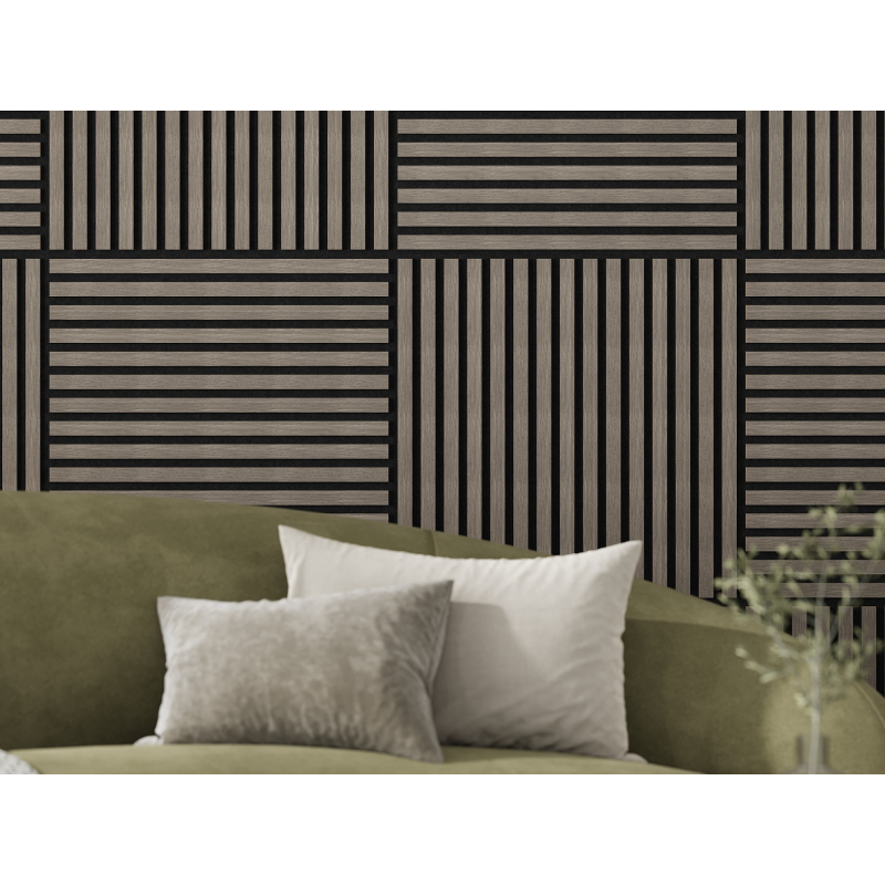 Mexen Linea 15 panel ścienny akustyczny 60 x 60 cm (4szt.), filc 9 mm, fornir techniczny, Szary Dąb - S110-60607-15-043