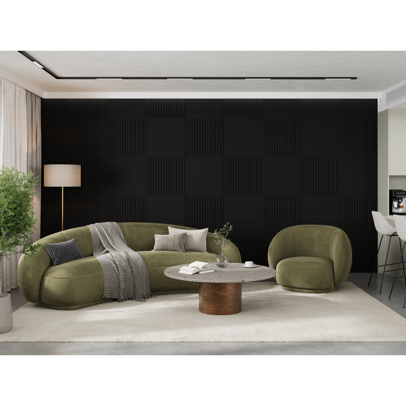 Mexen Linea 15 panel ścienny akustyczny 60 x 60 cm (4szt.), filc 9 mm, fornir techniczny, Czarny Mat - S110-60607-15-053