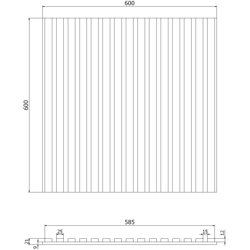 Mexen Linea 15 panel ścienny akustyczny 60 x 60 cm (4szt.), filc 9 mm, fornir techniczny, Czarny Mat - S110-60607-15-053