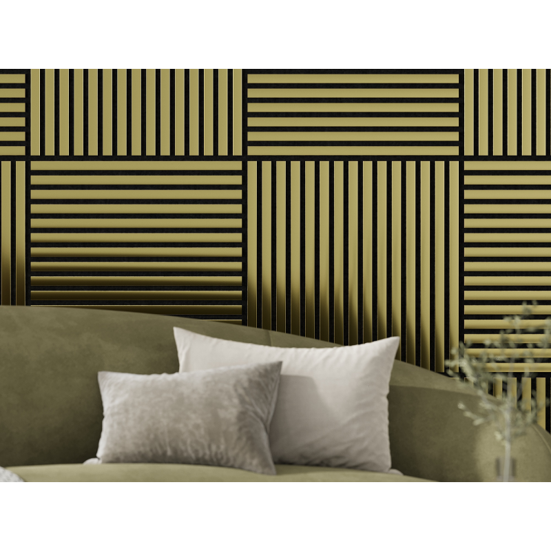 Mexen Linea 15 panel ścienny akustyczny 60 x 60 cm (4szt.), filc 9 mm, fornir techniczny, Złoty - S110-60607-15-057