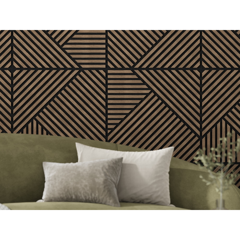 Mexen Linea 25 panel ścienny akustyczny 60 x 60 cm (4szt.), filc 9 mm, fornir techniczny, Ciemny Orzech - S110-60607-25-044