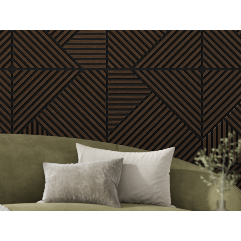 Mexen Linea 25 panel ścienny akustyczny 60 x 60 cm (4szt.), filc 9 mm, fornir techniczny, Dąb Mocca - S110-60607-25-045