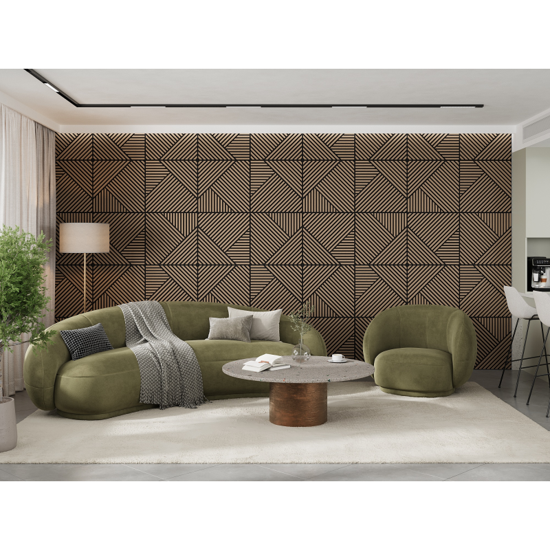 Mexen Linea 25 panel ścienny akustyczny 60 x 60 cm (4szt.), filc 9 mm, fornir techniczny, Jasny Orzech - S110-60607-25-047
