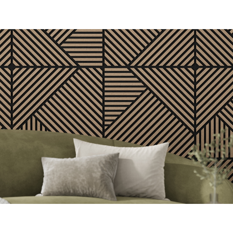 Mexen Linea 25 panel ścienny akustyczny 60 x 60 cm (4szt.), filc 9 mm, fornir techniczny, Jasny Orzech - S110-60607-25-047