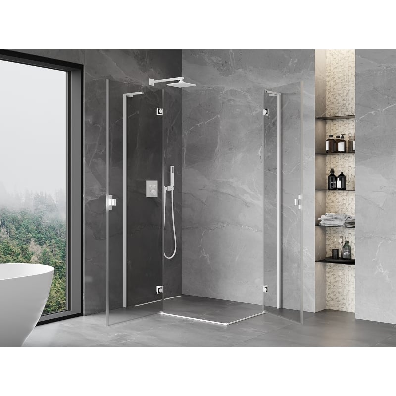 Mexen Mist-H L Duo kabina prysznicowa uchylna lewa 90 x 70 cm, transparent, biała - 8A5L-090L-070P-20-00