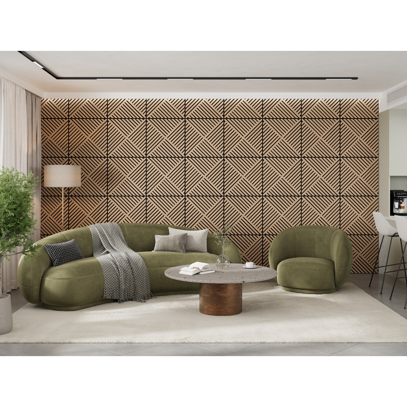 Mexen Linea 08 panel ścienny akustyczny 60 x 60 cm (4szt.), filc 9 mm, fornir techniczny, Bielony Dąb - S110-60607-08-040