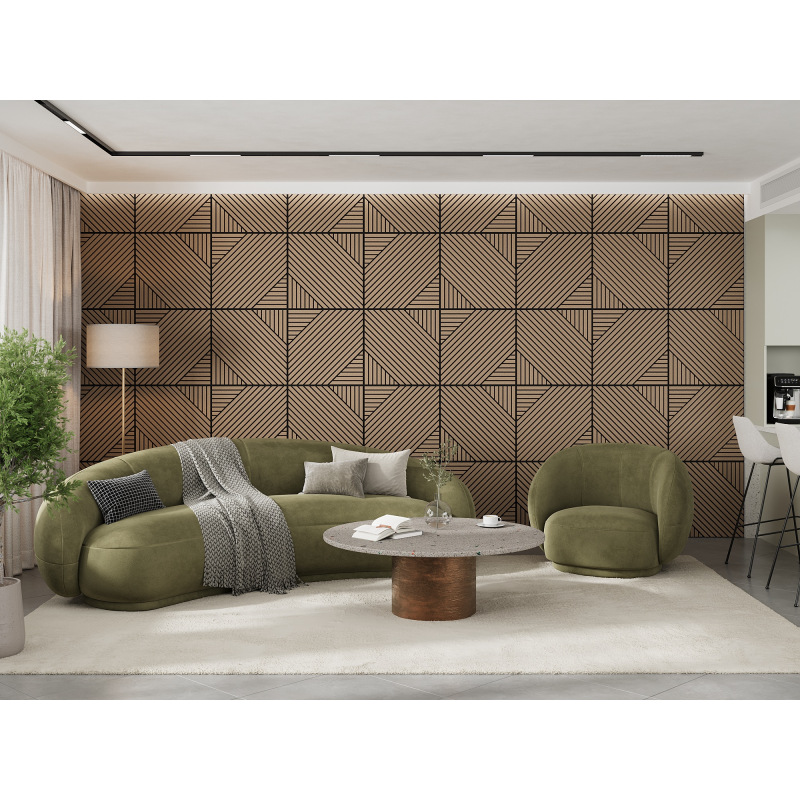 Mexen Linea 26 panel ścienny akustyczny 60 x 60 cm (4szt.), filc 9 mm, fornir techniczny, Jasny Orzech - S110-60607-26-047