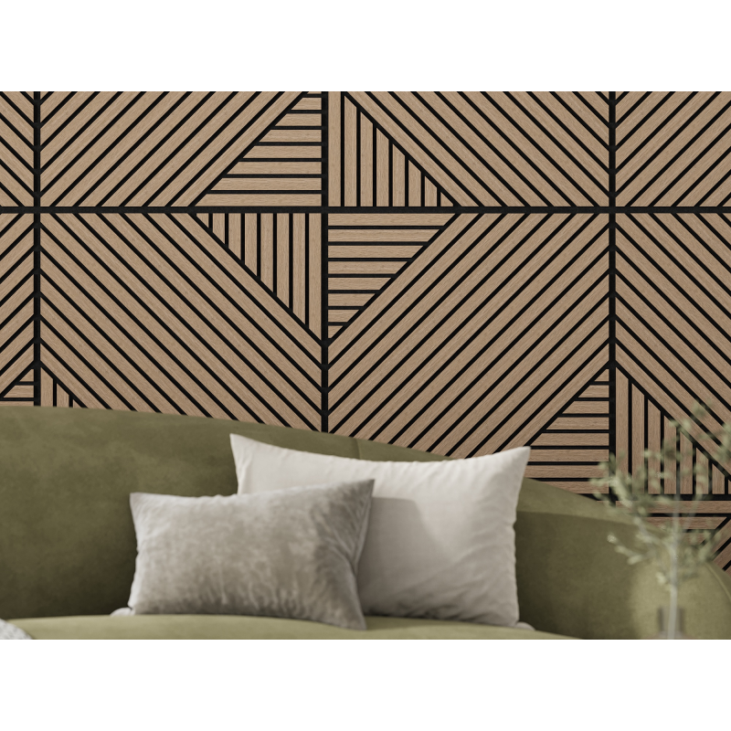 Mexen Linea 26 panel ścienny akustyczny 60 x 60 cm (4szt.), filc 9 mm, fornir techniczny, Jasny Orzech - S110-60607-26-047