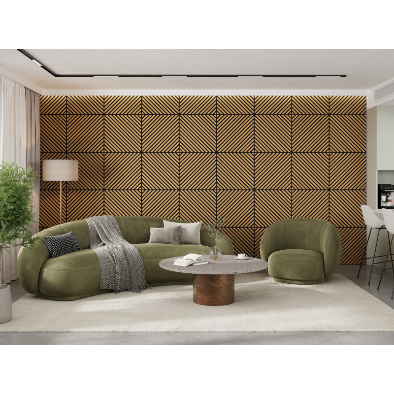 Mexen Linea 39 panel ścienny akustyczny 60 x 60 cm (4szt.), filc 9 mm, fornir techniczny, Dąb Classic - S110-60607-39-041