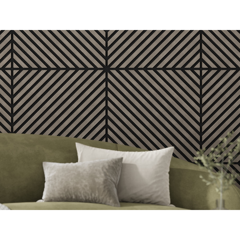 Mexen Linea 39 panel ścienny akustyczny 60 x 60 cm (4szt.), filc 9 mm, fornir techniczny, Szary Dąb - S110-60607-39-043