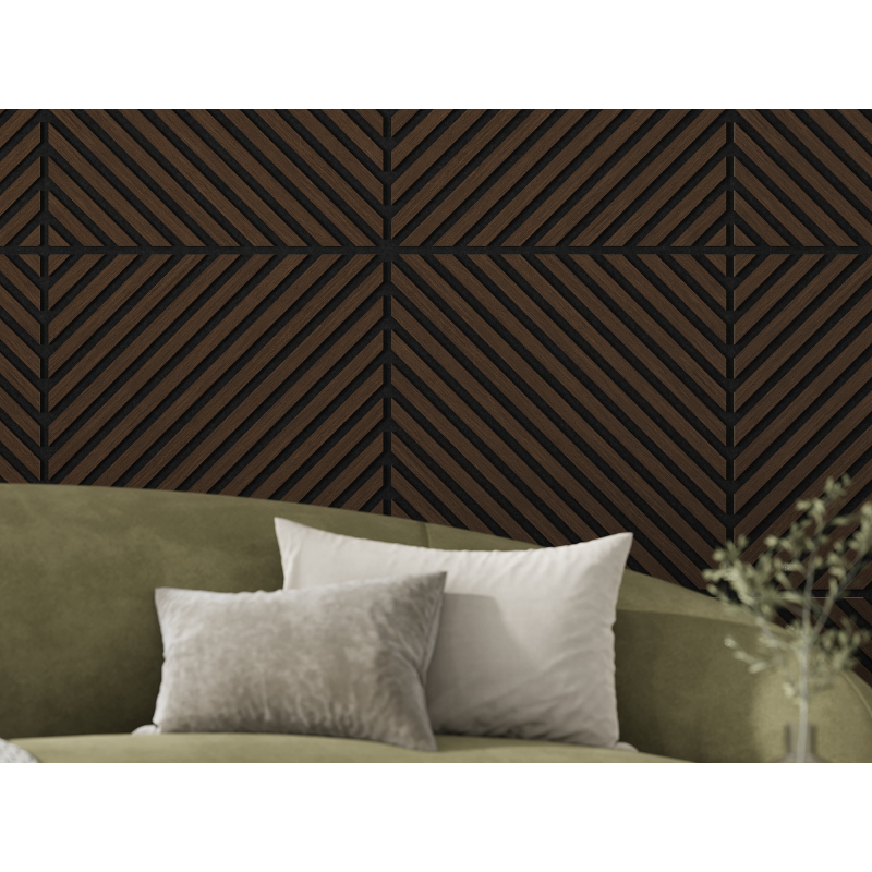 Mexen Linea 39 panel ścienny akustyczny 60 x 60 cm (4szt.), filc 9 mm, fornir techniczny, Dąb Mocca - S110-60607-39-045