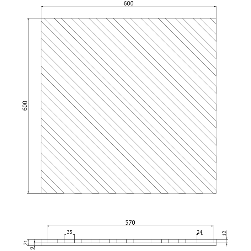 Mexen Linea 39 panel ścienny akustyczny 60 x 60 cm (4szt.), filc 9 mm, fornir techniczny, Dąb Mocca - S110-60607-39-045