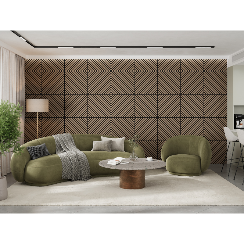 Mexen Linea 39 panel ścienny akustyczny 60 x 60 cm (4szt.), filc 9 mm, fornir techniczny, Jasny Orzech - S110-60607-39-047