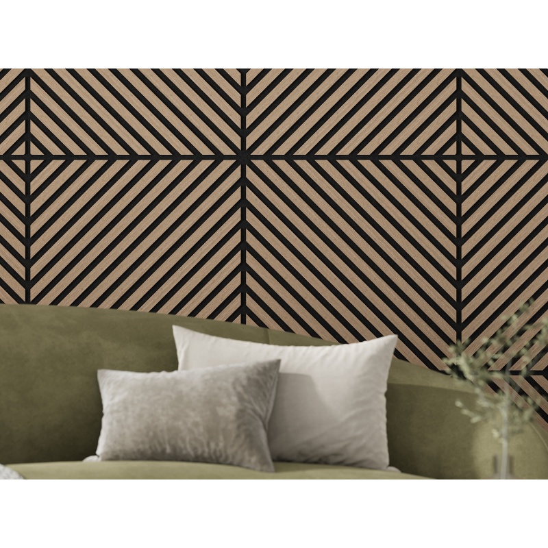 Mexen Linea 39 panel ścienny akustyczny 60 x 60 cm (4szt.), filc 9 mm, fornir techniczny, Jasny Orzech - S110-60607-39-047