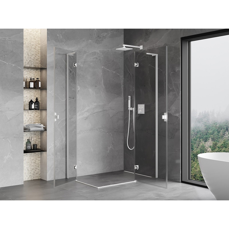 Mexen Mist-H L Duo kabina prysznicowa uchylna prawa 75 x 85 cm, transparent, biała - 8A5L-075L-085P-20-00