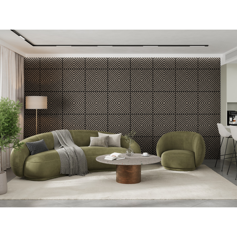 Mexen Linea 01 panel ścienny akustyczny 60 x 60 cm (4szt.), filc 9 mm, fornir techniczny, Szary Dąb - S110-60607-01-043