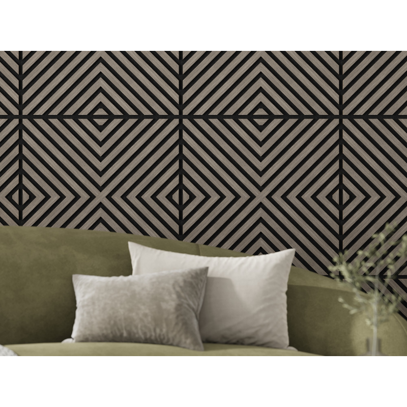 Mexen Linea 01 panel ścienny akustyczny 60 x 60 cm (4szt.), filc 9 mm, fornir techniczny, Szary Dąb - S110-60607-01-043