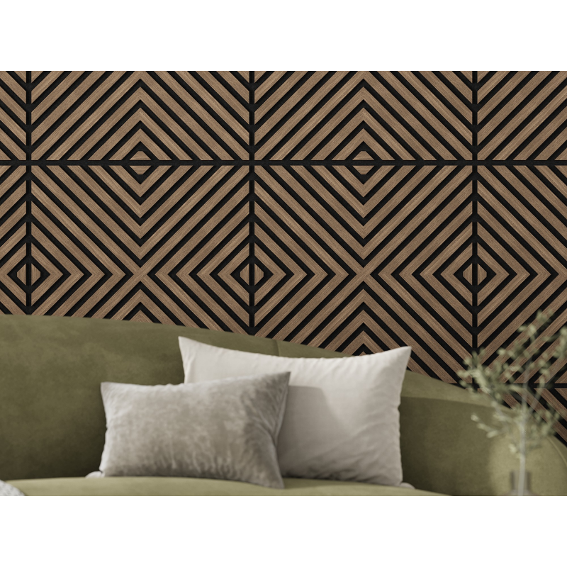 Mexen Linea 01 panel ścienny akustyczny 60 x 60 cm (4szt.), filc 9 mm, fornir techniczny, Ciemny Orzech - S110-60607-01-044