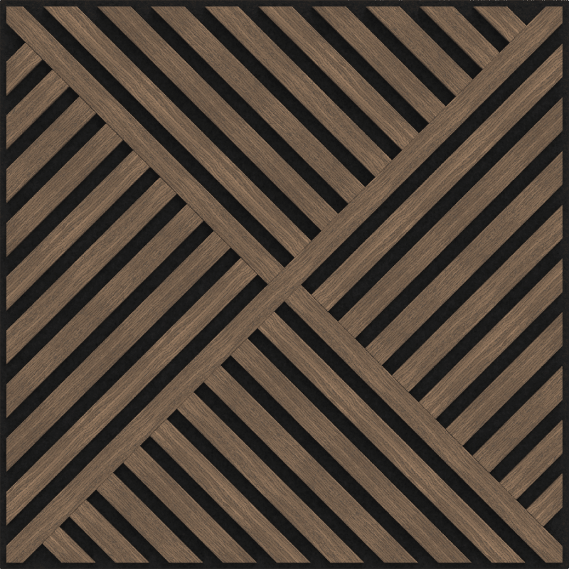 Mexen Linea 08 panel ścienny akustyczny 60 x 60 cm (4szt.), filc 9 mm, fornir techniczny, Ciemny Orzech - S110-60607-08-044
