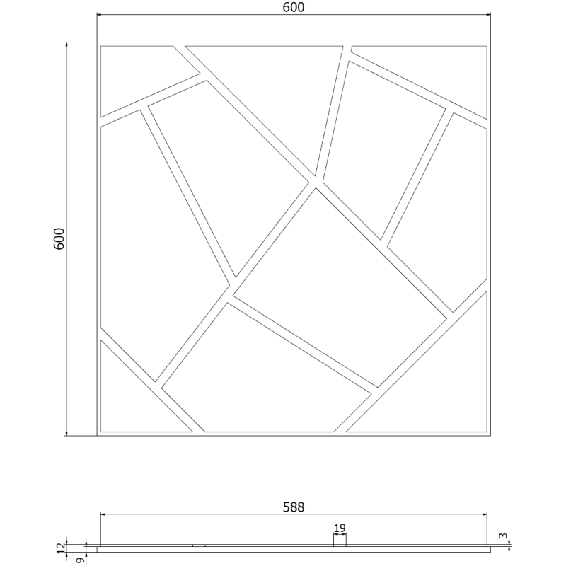 Mexen Form 04 panel ścienny akustyczny 60 x 60 cm (4szt.), filc 9 mm, fornir techniczny, Lustro - S111-60607-04-099
