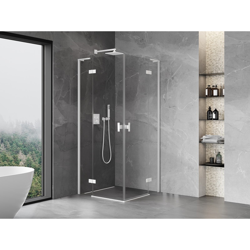 Mexen Mist-H L Duo kabina prysznicowa uchylna 105 x 105 cm, transparent, biała - 8A5L-105L-105P-20-00
