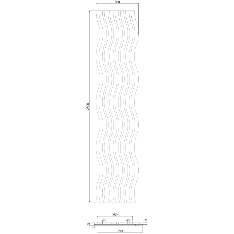 Mexen Lam-SF 01 lamele ścienne akustyczne 280 x 30 cm, filc 9 mm, fornir techniczny, Dąb Natural - S106-280-01-042
