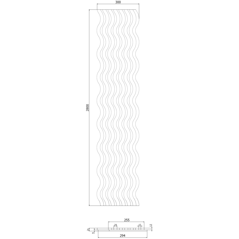 Mexen Lam-SF 02 lamele ścienne akustyczne 280 x 30 cm, filc 9 mm, fornir techniczny, Dąb Mocca - S106-280-02-045
